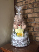 Bear with flowers nappy cake