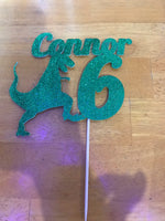 Name, Age & Silhouette - Glitter Cake Topper